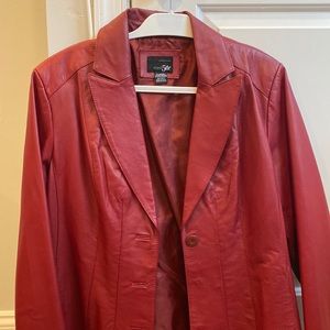 East 5th Burgundy Leather Blazer